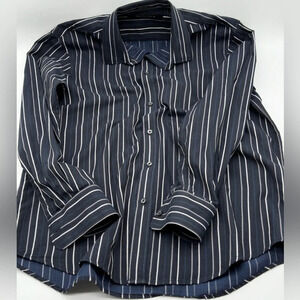 Sean John Men's Size L Black Striped Long Sleeve Button Up Casual Shirt